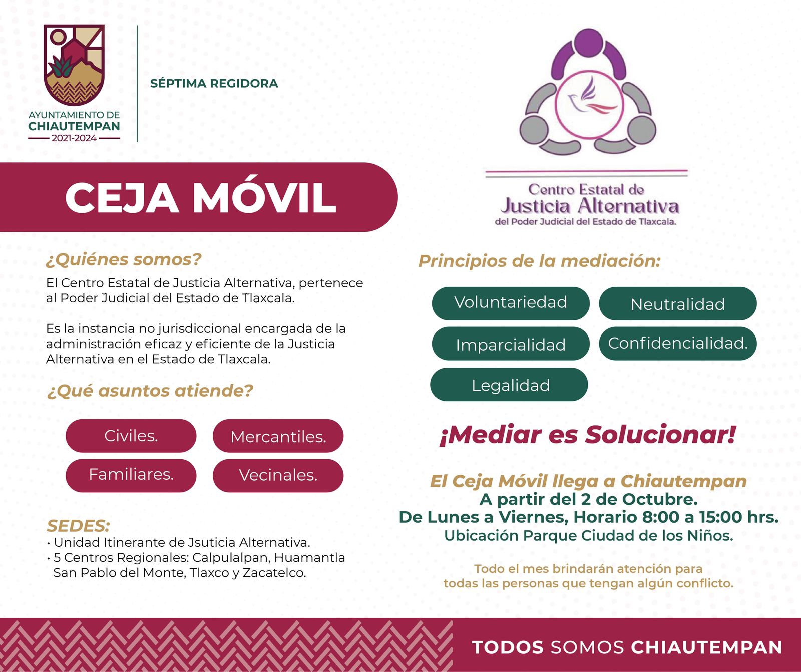 Llegará CEJA Móvil del TSJE a Chiautempan